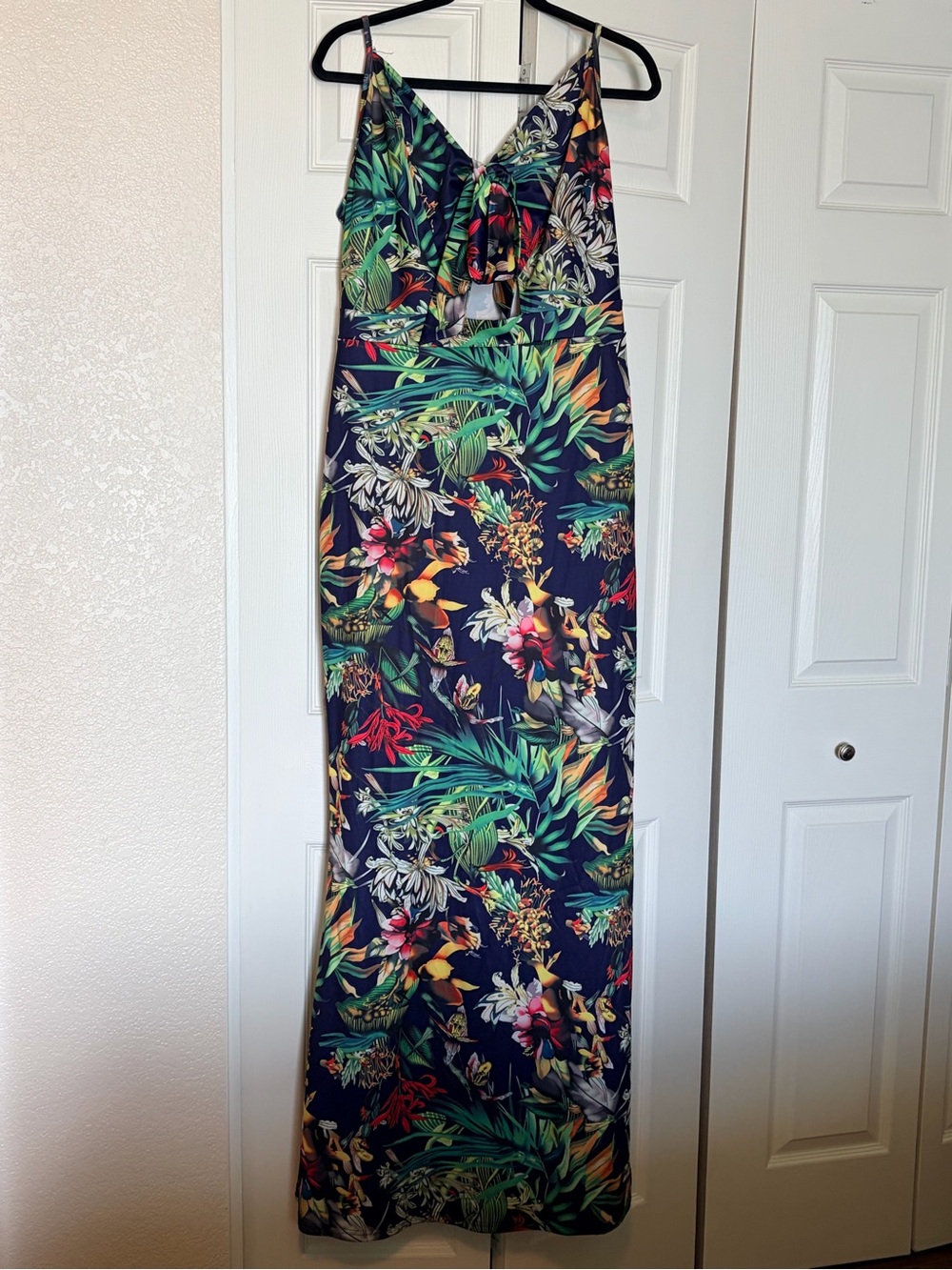 Tropical Print Navy Maxi dress